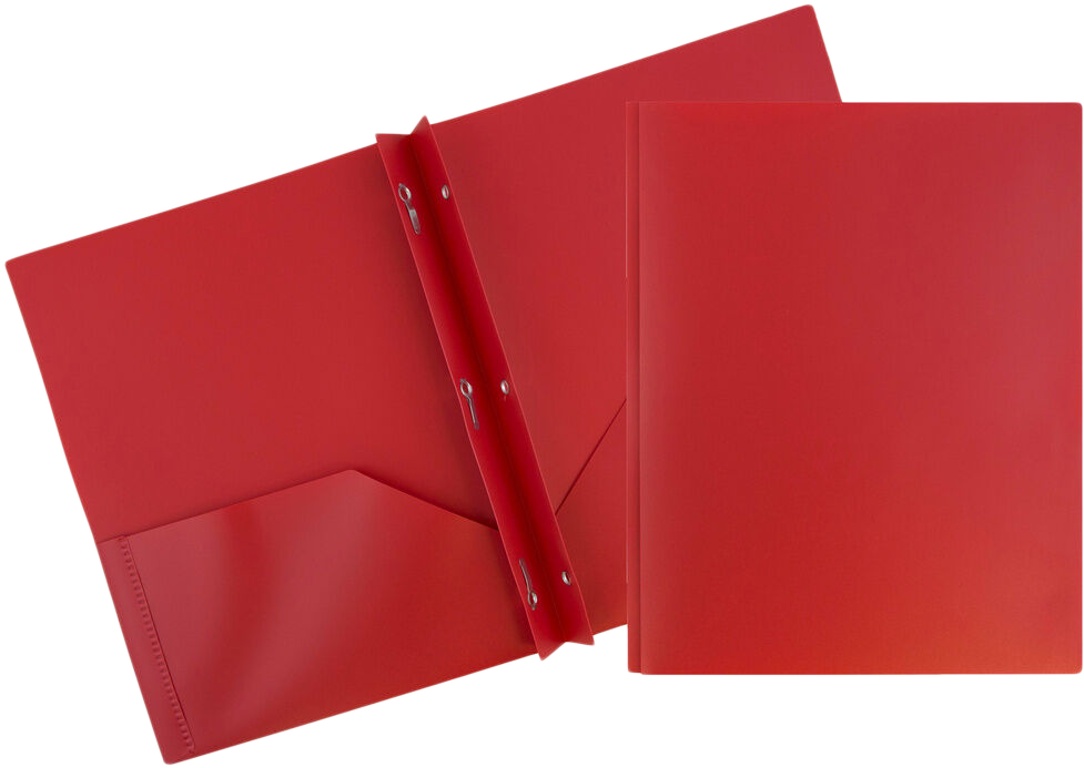 Red 9 x 12 Plastic Pop Folders with Clasp