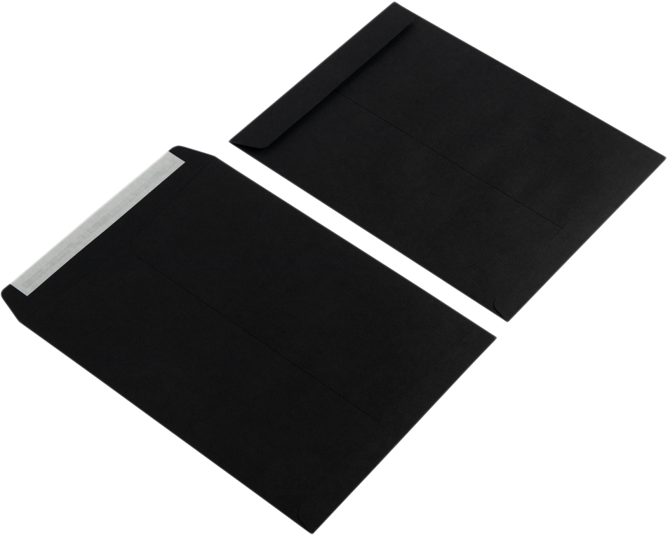 Smooth Midnight Black 32lb 10 x 13 Open End Envelopes with Peel & Seal