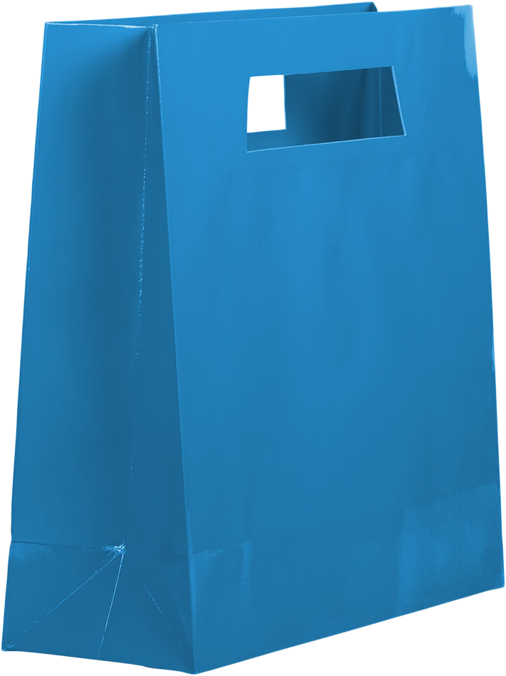 Blue Large Glossy Gift Bags with Die-Cut Handles (15 x 15 x 5 1/2)