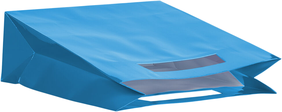 Blue Large Glossy Gift Bags with Die-Cut Handles (15 x 15 x 5 1/2)