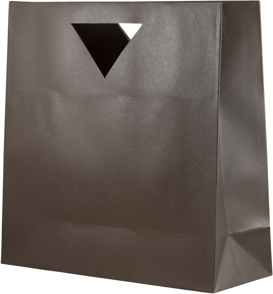 Chocolate Large Matte Bags with Die-Cut Handles (15 x 15 x 5 1/2)