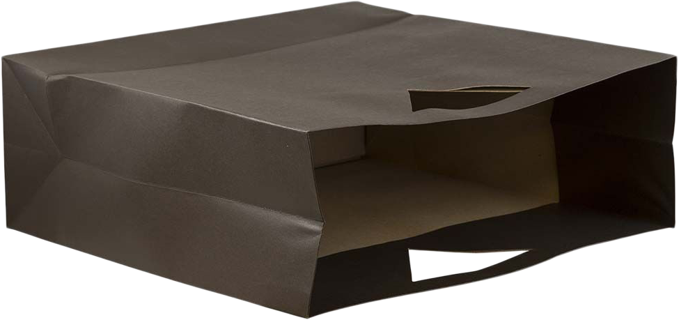 Chocolate Large Matte Bags with Die-Cut Handles (15 x 15 x 5 1/2)