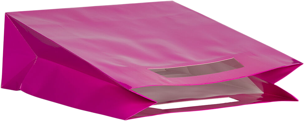 Fuchsia Large Glossy Gift Bags with Die-Cut Handles (15 x 15 x 5 1/2)