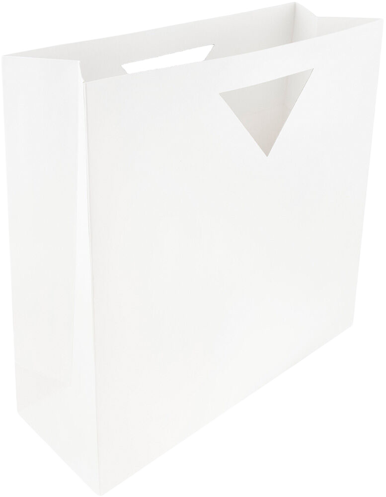 White Large Matte Bags with Die-Cut Handles (15 x 15 x 5 1/2)
