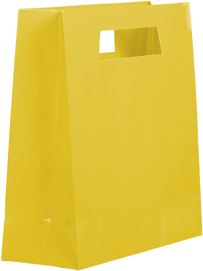 Yellow Large Glossy Gift Bags with Die-Cut Handles (15 x 15 x 5 1/2)