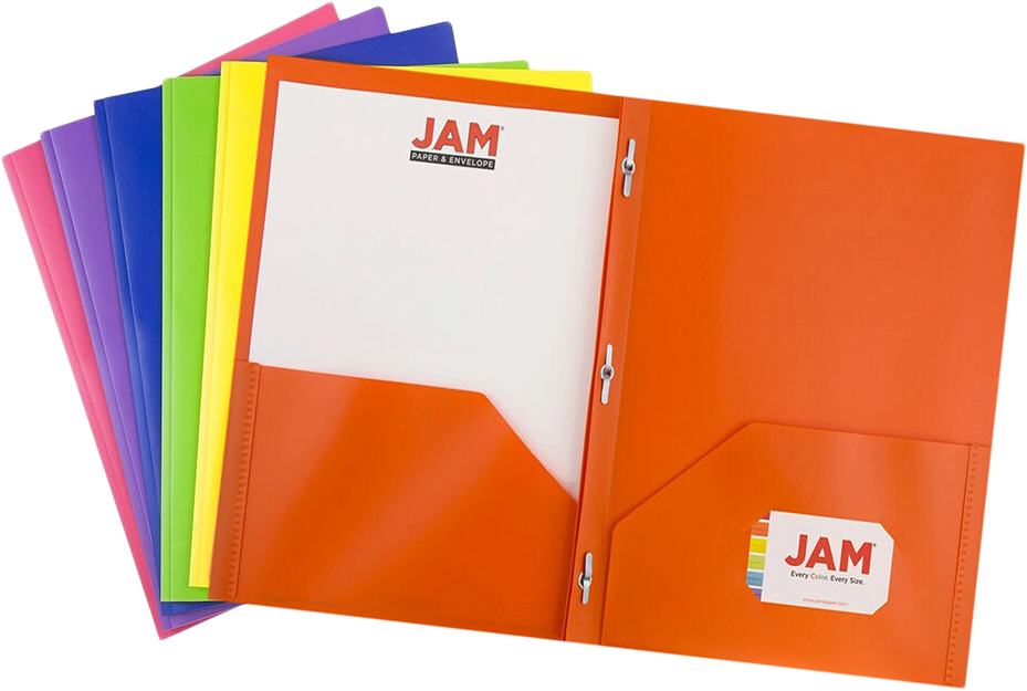 Assorted Primary 9 x 12 Plastic Pop with Clasp Folders - 6 Pack