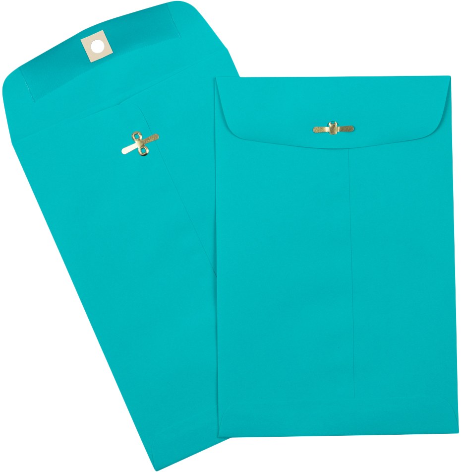 Sea Blue 24lb 6 x 9 Open End Envelopes with Clasp