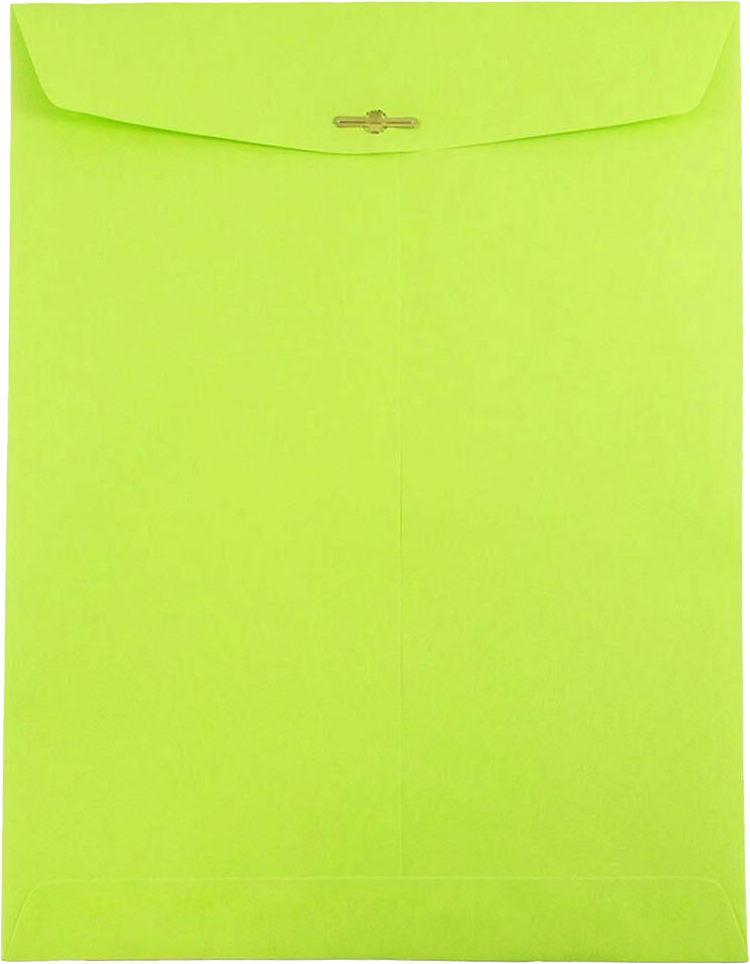 Wasabi Lime Green 24lb 9 x 12 Open End Envelopes with Clasp