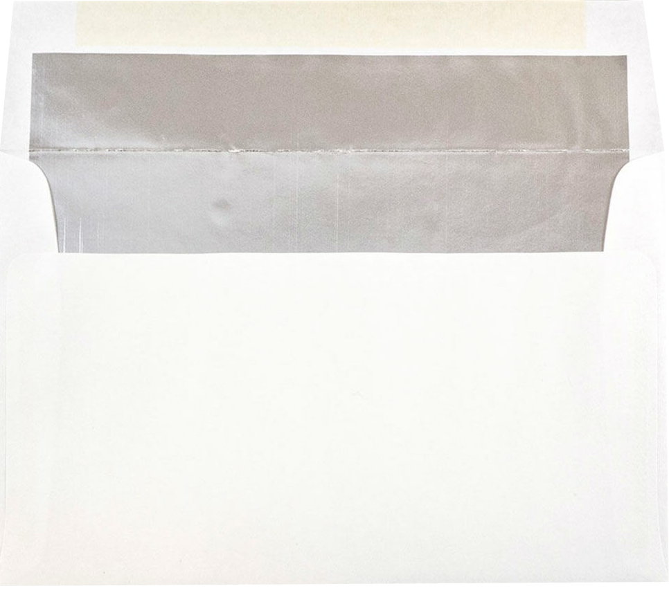 White with Silver Foil Lining 24lb A10 Invitation Envelopes (6 x 9 1/2)