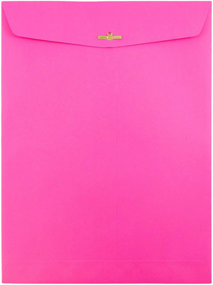 Fuchsia Pink Magenta 24lb 9 x 12 Open End Envelopes with Clasp