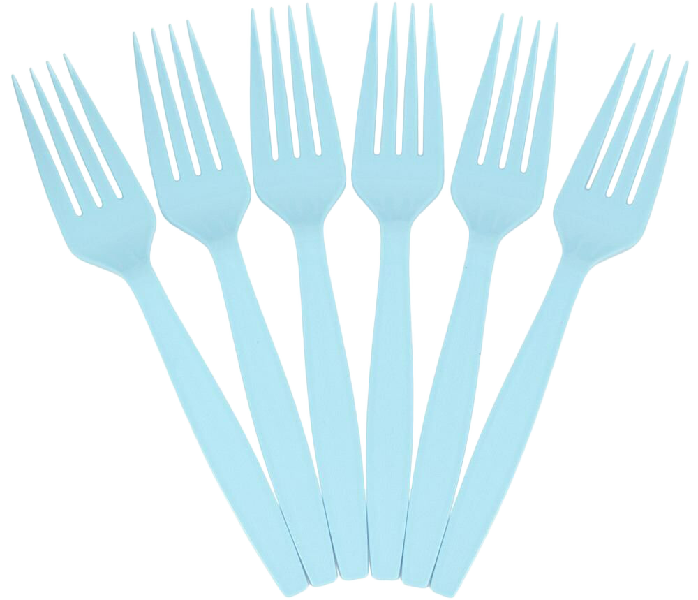 Aqua Blue Plastic Forks - 100 Pack