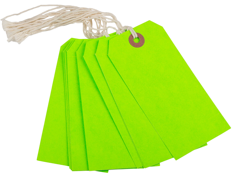 Neon Green Medium Gift Tags (4 1/4 x 2 3/8) - 10 Pack