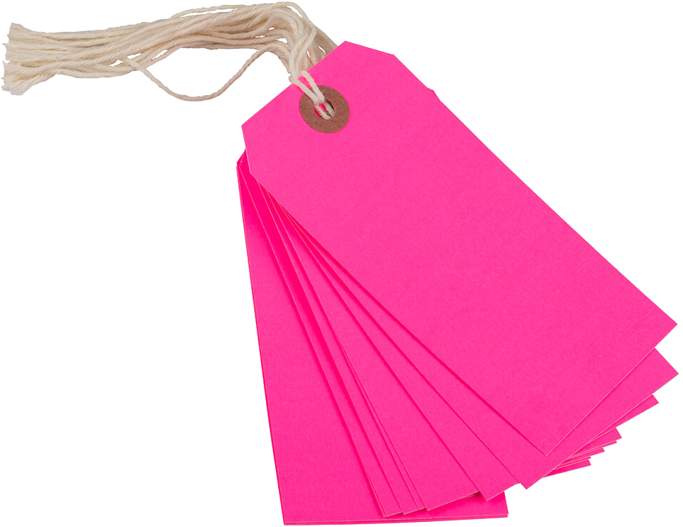 Neon Pink Medium Gift Tags (4 1/4 x 2 3/8) - 10 Pack