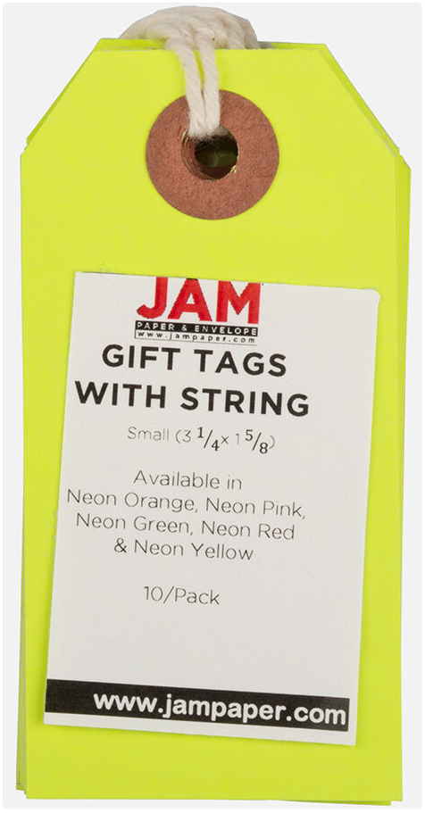 Neon Yellow Small Gift Tags (3 1/4 x 1 5/8) - 10 Pack