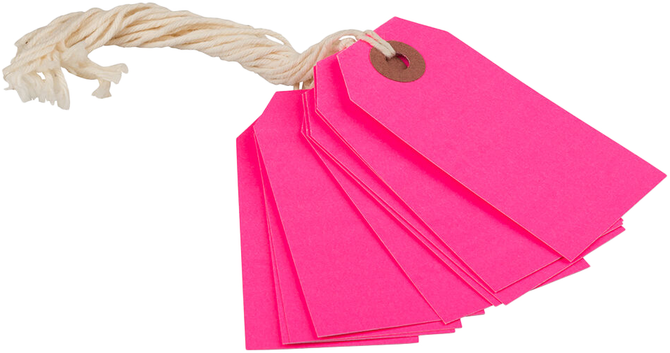 Neon Pink Small Gift Tags (3 1/4 x 1 5/8) - 10 Pack