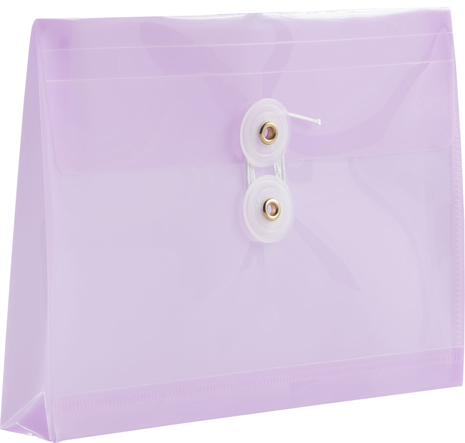Lilac Purple 5 1/2 x 7 1/2 Index Booklet Plastic Envelopes with Button & String