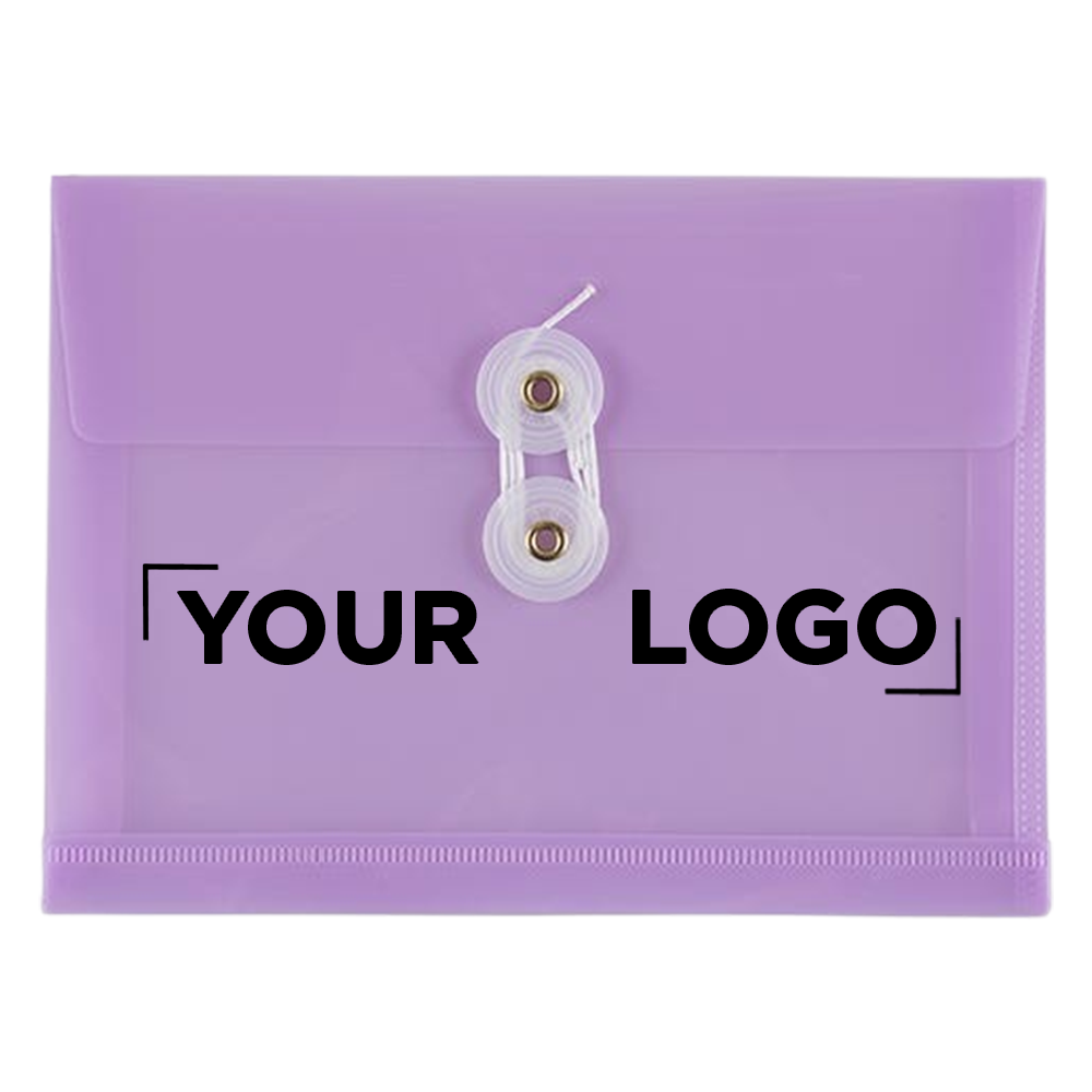 Lilac Purple 5 1/2 x 7 1/2 Index Booklet Plastic Envelopes with Button & String