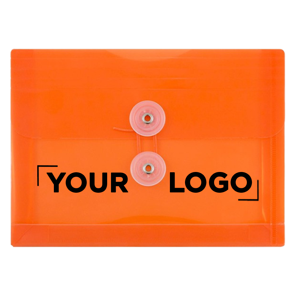 Orange 5 1/2 x 7 1/2 Index Booklet Plastic Envelopes with Button & String