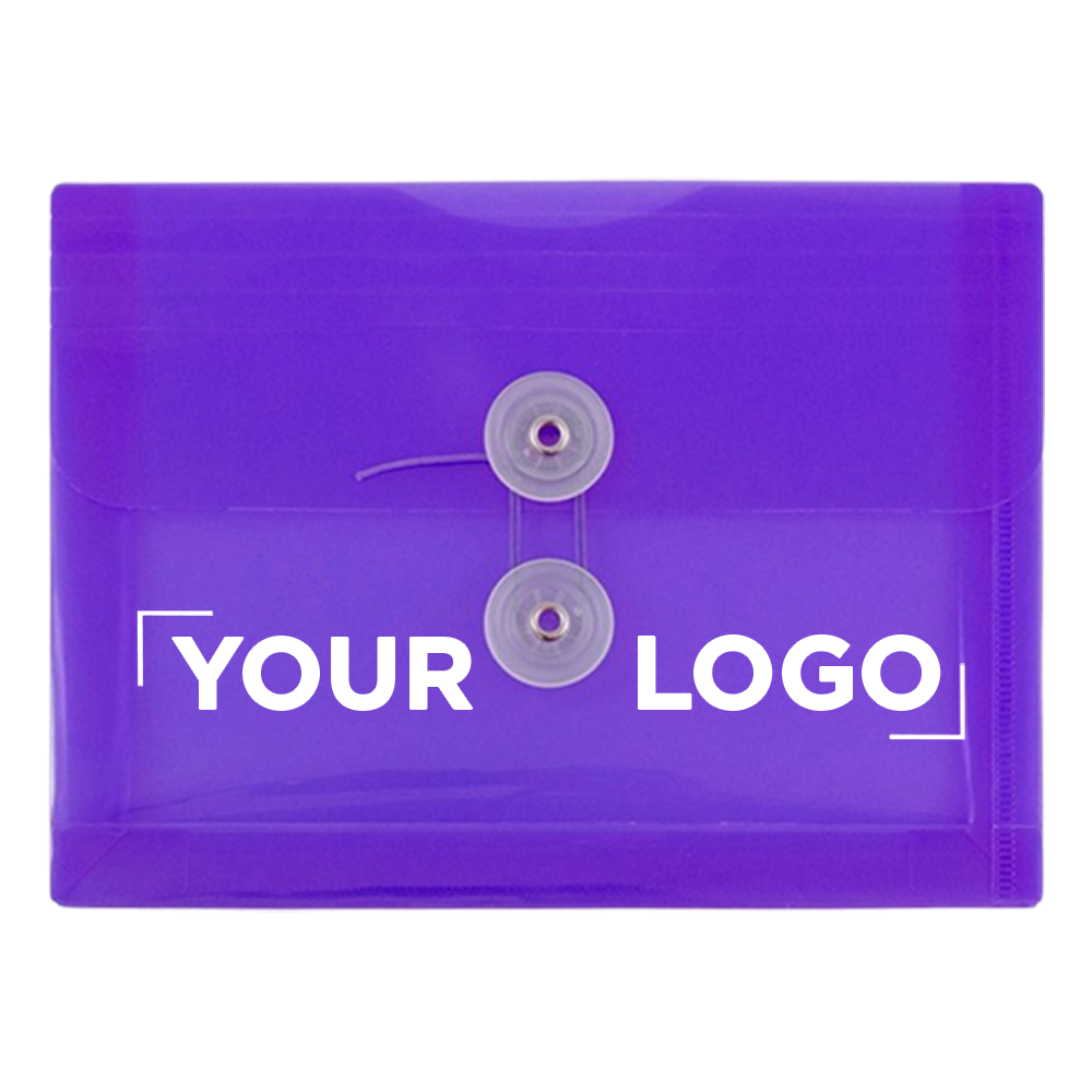 Purple 5 1/2 x 7 1/2 Index Booklet Plastic Envelopes with Button & String