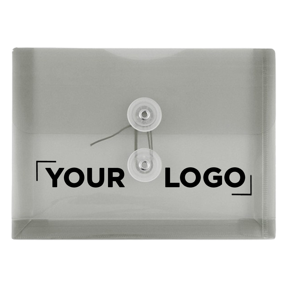Smoke 5 1/2 x 7 1/2 Index Booklet Plastic Envelopes with Button & String