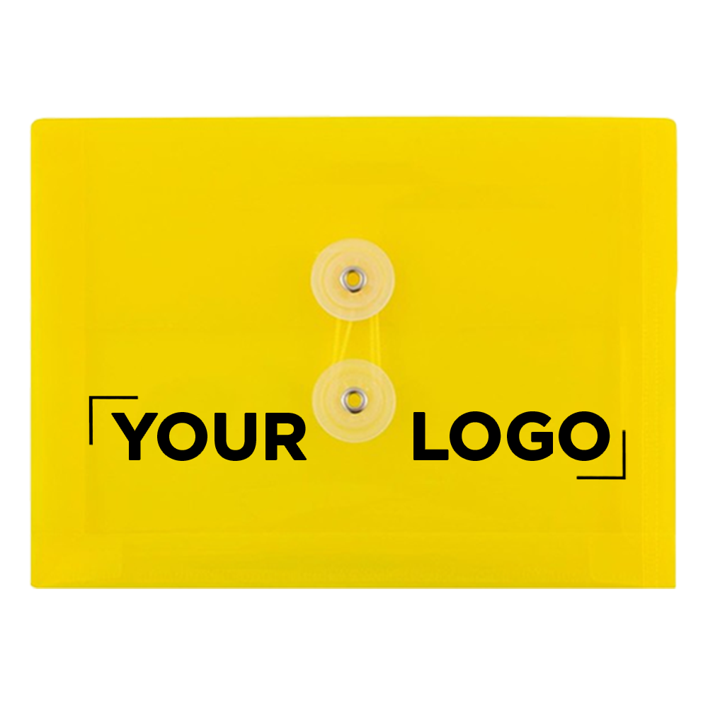 Yellow 5 1/2 x 7 1/2 Index Booklet Plastic Envelopes with Button & String