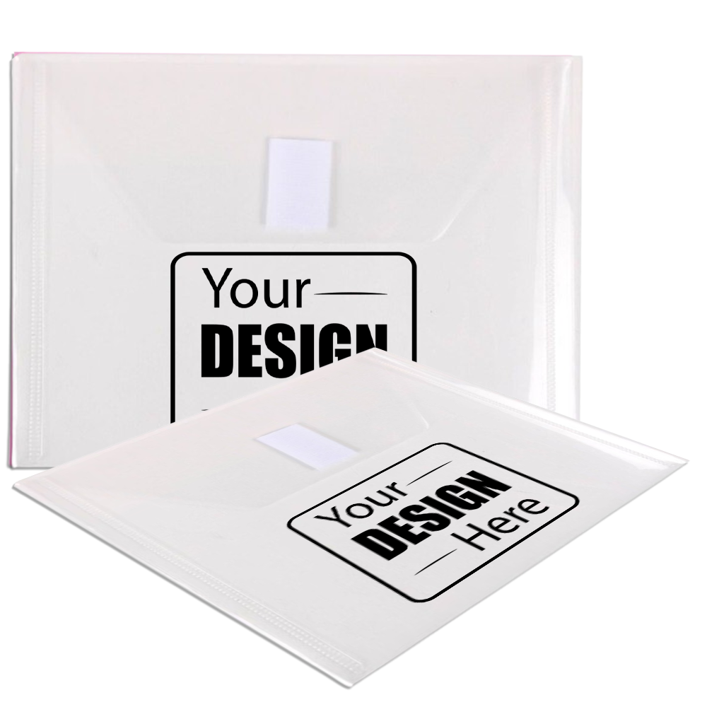 Clear 5 1/2 x 7 1/2 Index Booklet Plastic Envelopes with Hook and Loop Closure