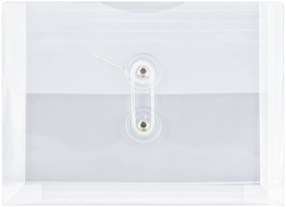 Clear 5 1/2 x 7 1/2 Index Booklet Plastic Envelopes with Button & String