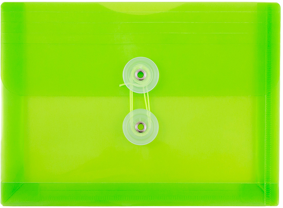 Lime Green 5 1/2 x 7 1/2 Index Booklet Plastic Envelopes with Button & String