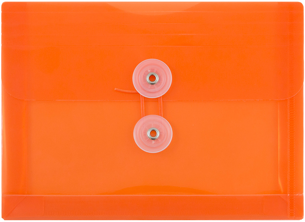 Orange 5 1/2 x 7 1/2 Index Booklet Plastic Envelopes with Button & String