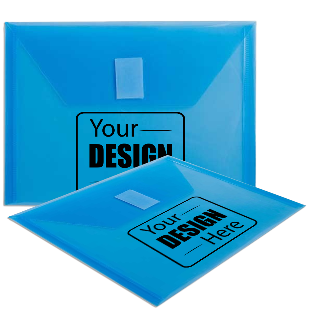 Blue 5 1/2 x 7 1/2 Index Booklet Plastic Envelopes with Hook and Loop Closure