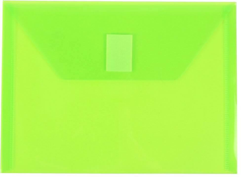 Lime Green 5 1/2 x 7 1/2 Index Booklet Plastic Envelopes with Hook and Loop Closure