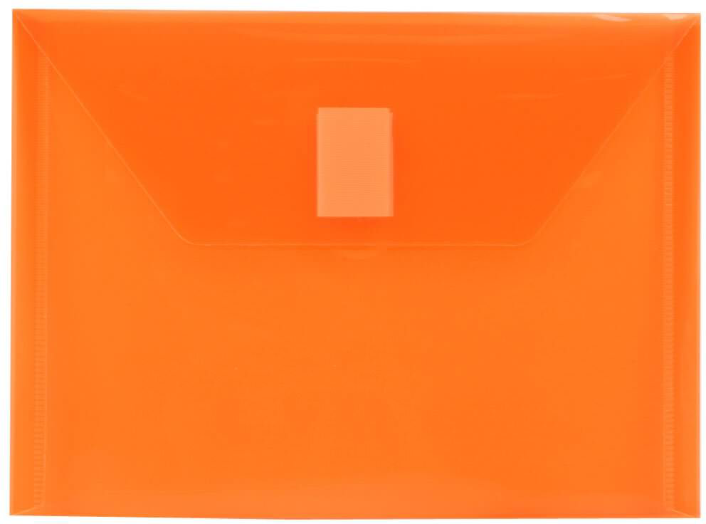 Orange 5 1/2 x 7 1/2 Index Booklet Plastic Envelopes with Hook and Loop Closure