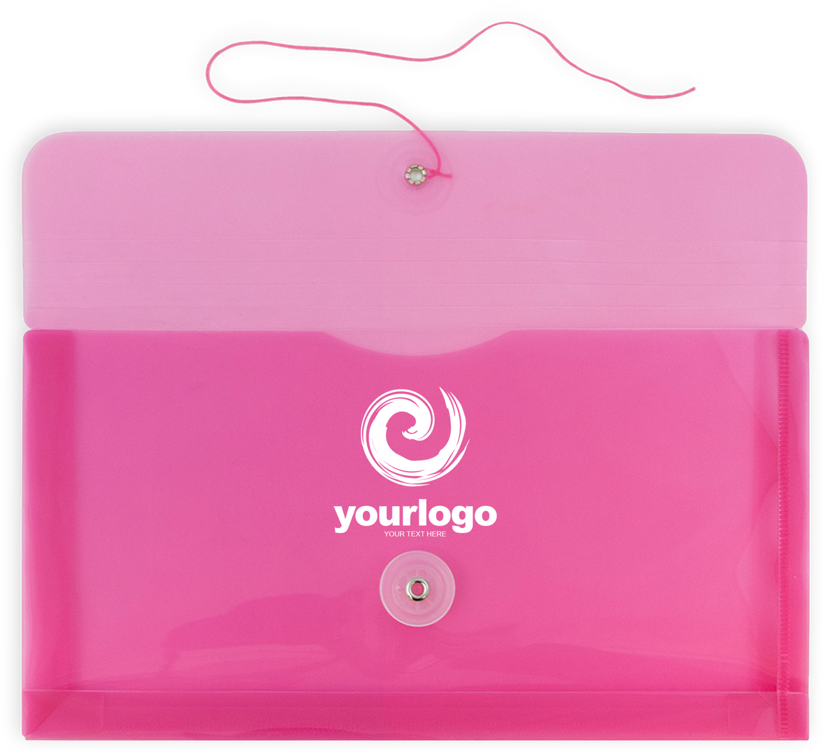 Fuchsia Pink #10 Business Plastic Envelopes (5 1/4 x 10) with Button & String