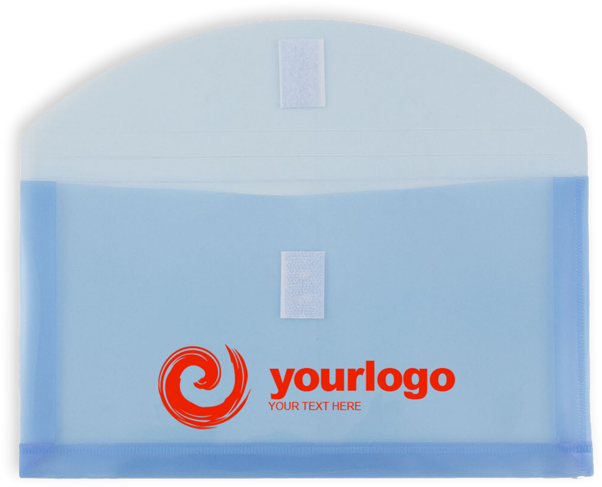 Blue #10 Business with 1" Expansion Plastic Envelopes (5 1/4 x 10) with Hook and Loop Closure