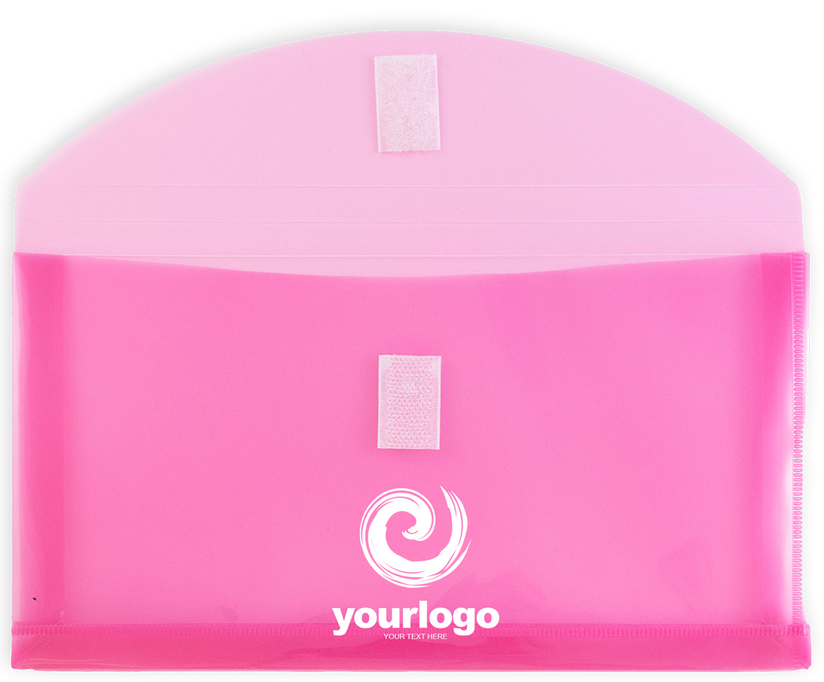 Fuchsia Pink #10 Business with 1" Expansion Plastic Envelopes (5 1/4 x 10) with Hook and Loop Closure