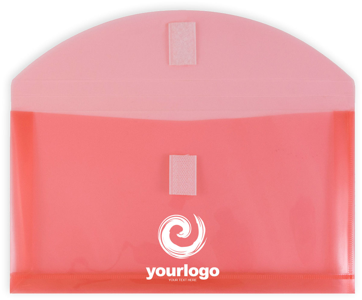 Red #10 Business with 1" Expansion Plastic Envelopes (5 1/4 x 10) with Hook and Loop Closure