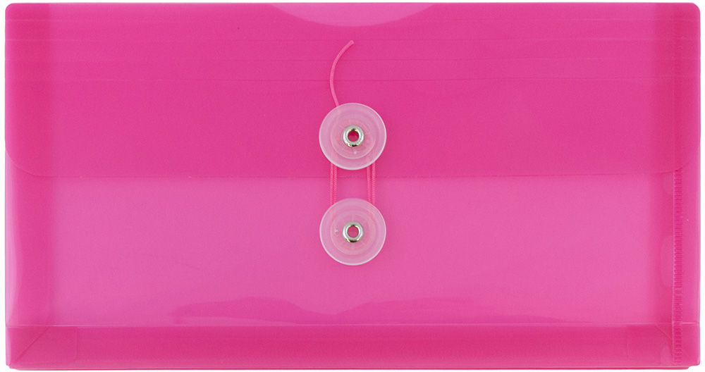 Fuchsia Pink #10 Business Plastic Envelopes (5 1/4 x 10) with Button & String