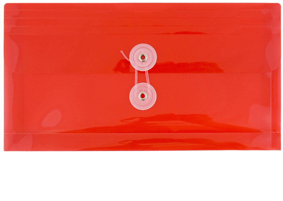 Red #10 Business Plastic Envelopes (5 1/4 x 10) with Button & String