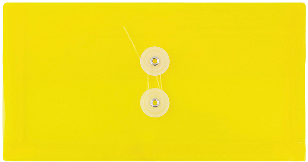 Yellow #10 Business Plastic Envelopes (5 1/4 x 10) with Button & String