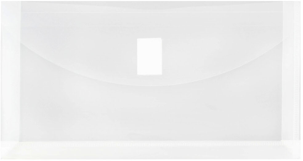 Clear #10 Business with 1" Expansion Plastic Envelopes (5 1/4 x 10) with Hook and Loop Closure