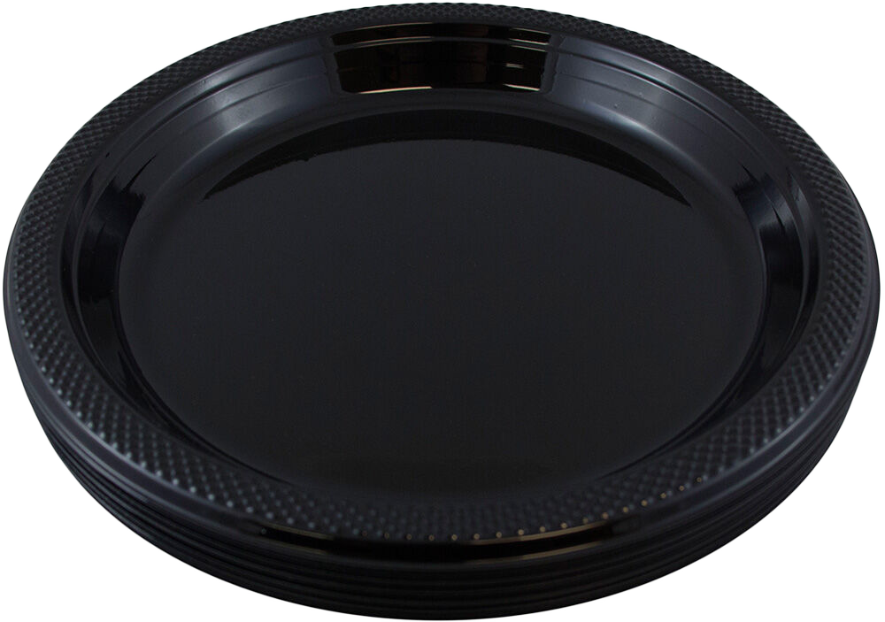 Black Medium Plastic Plates (9 Inch) - 20 Pack