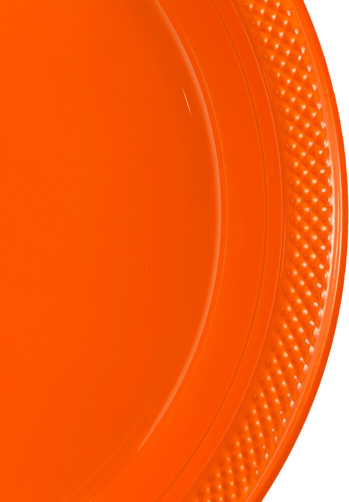 Orange Medium Plastic Plates (9 Inch) - 20 Pack