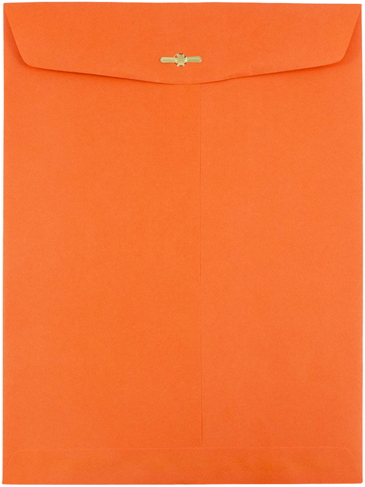 Mandarin Orange 24lb 9 x 12 Open End Envelopes with Clasp