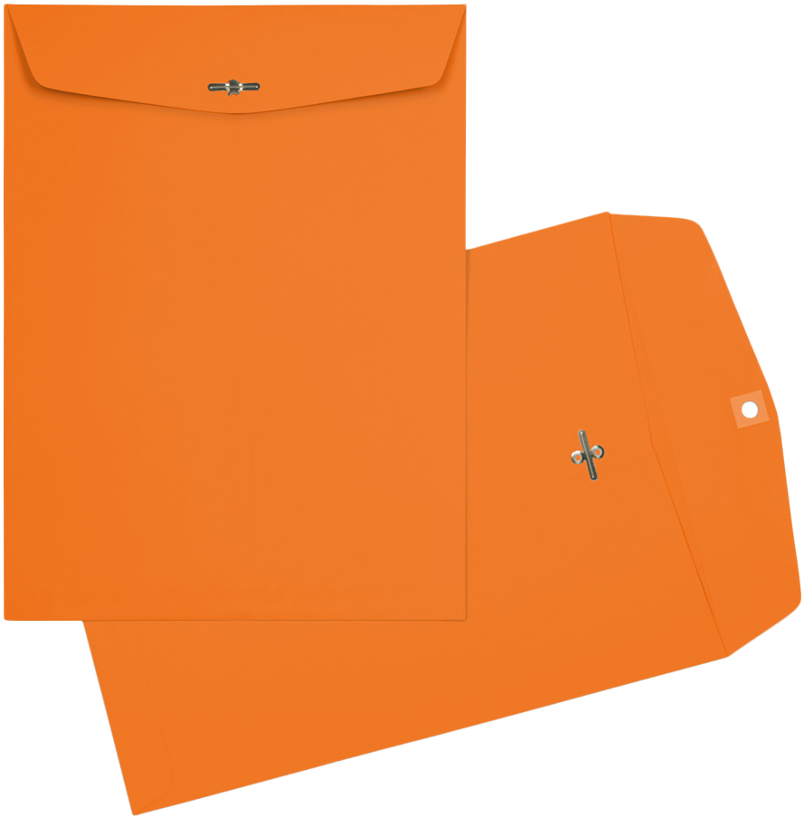 Mandarin Orange 24lb 9 x 12 Open End Envelopes with Clasp