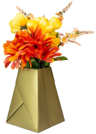 Metallic Gold Paper Pop Flower Vases - 3 Pack