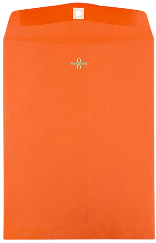 Mandarin Orange 24lb 10 x 13 Open End Envelopes with Clasp