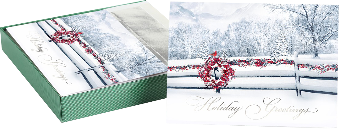 Berry Wreath Holiday Cards - 16 Pack