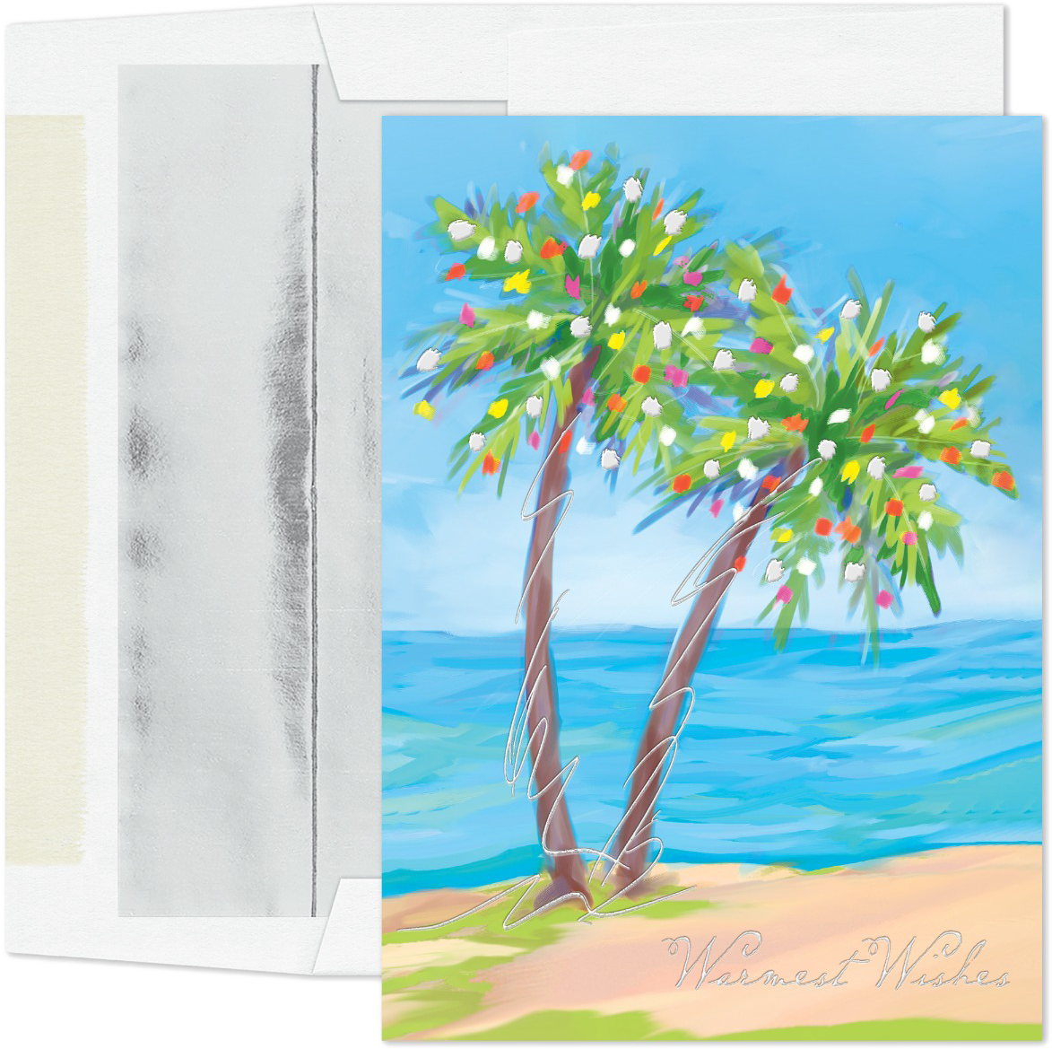 Palm Tree Painting Holiday Cards - 16 Pack