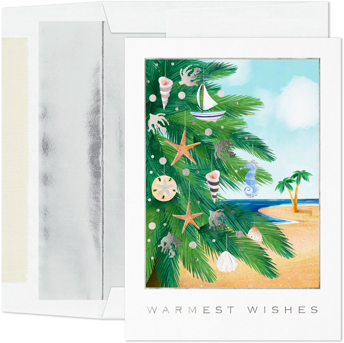 Seashell Ornaments Holiday Cards - 16 Pack