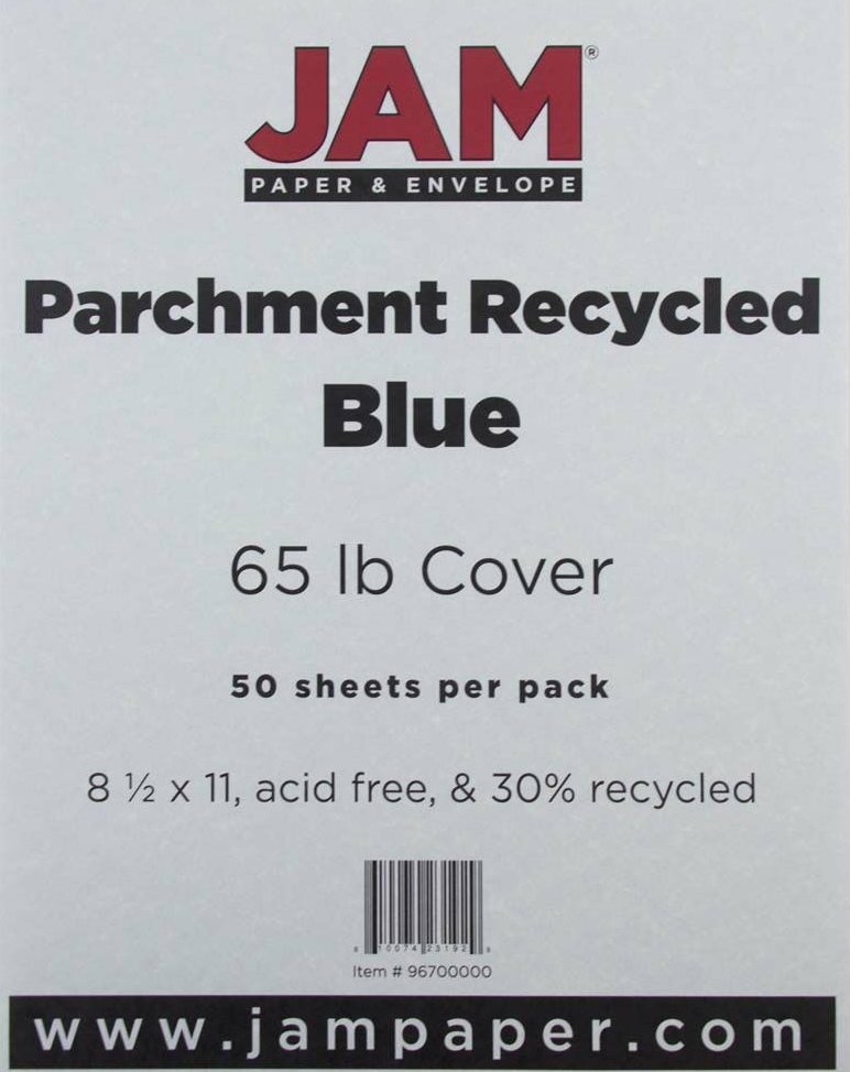 Blue Parchment 65lb 8 1/2 x 11 Cardstock